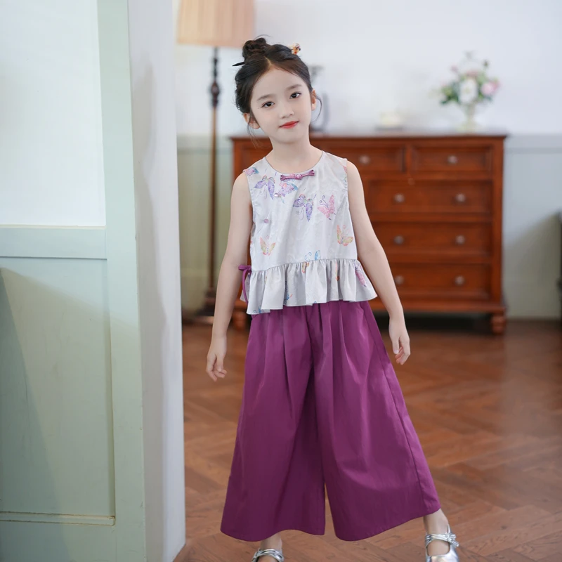 53550女童国风套装2025夏季新款洋气时髦新中式两件套无袖夏装
