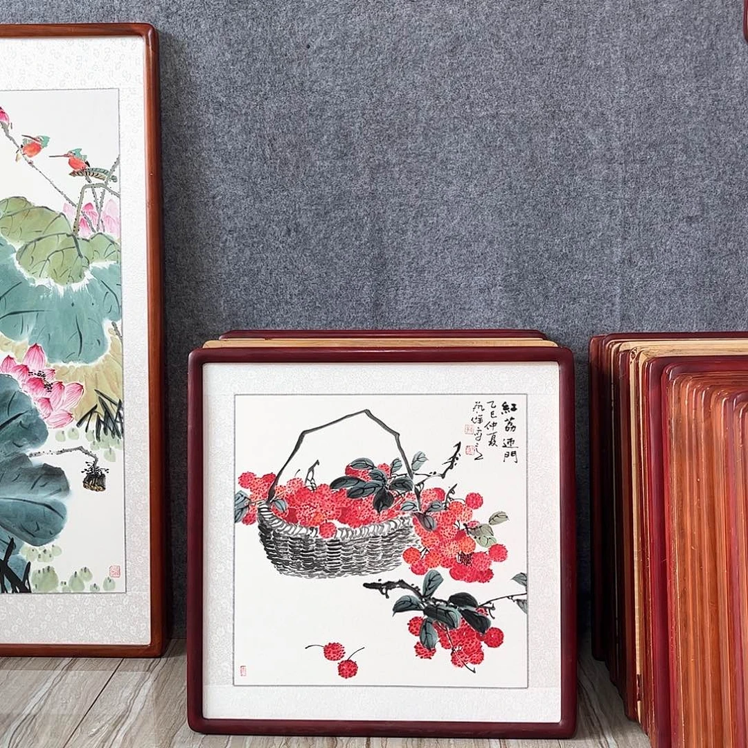 国画书画作品带框63×63