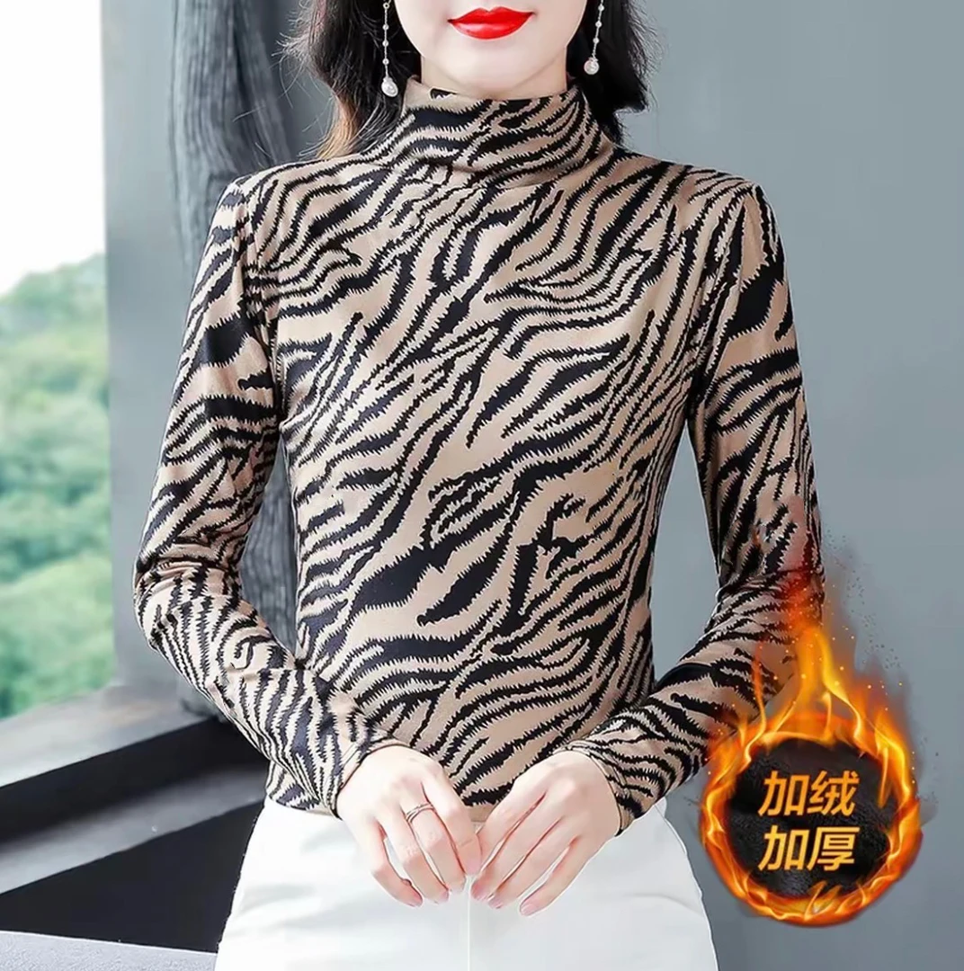 【精品妈妈】2025新款【暖绒猫】半高领加绒打底上衣女装