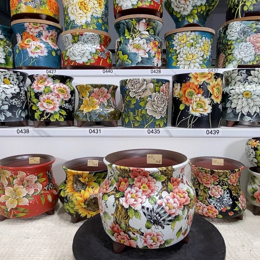 一***^塞尼陶艺手绘花盆