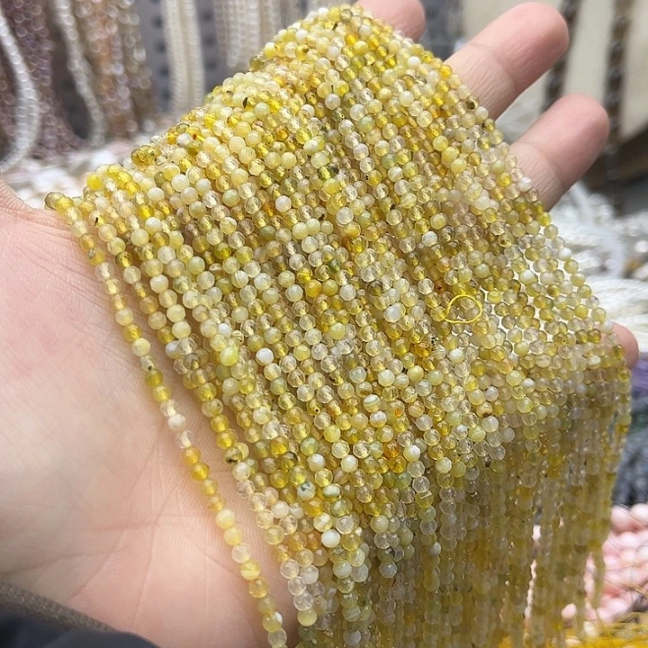 玛瑙/玉髓未镶嵌珠宝半成品一条3mm左右黄澳宝刻面