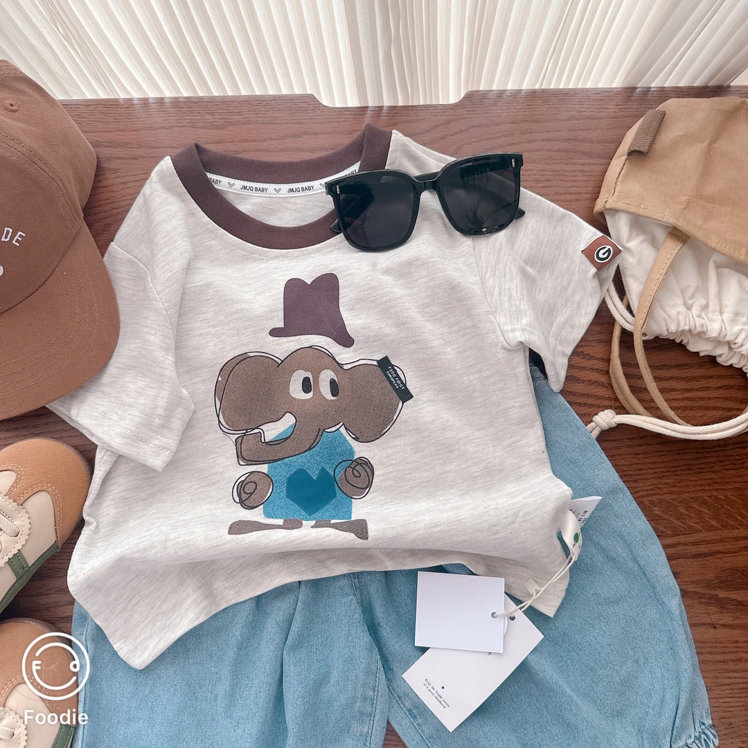 YM【JMJQ 201525】夏季新款儿童韩版大象洋气休闲圆领百搭短袖