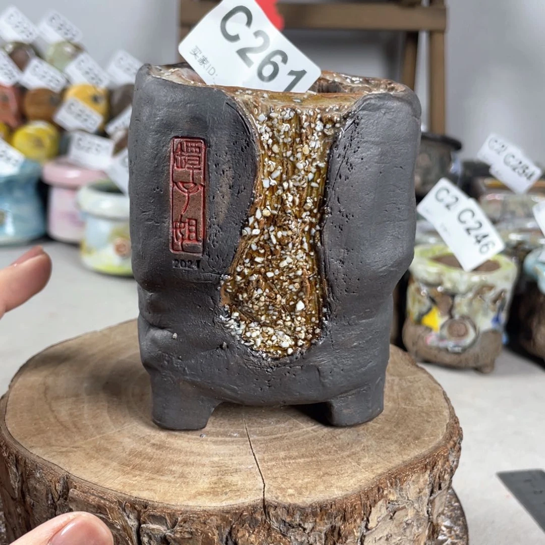 紫砂花盆银河落 内口5