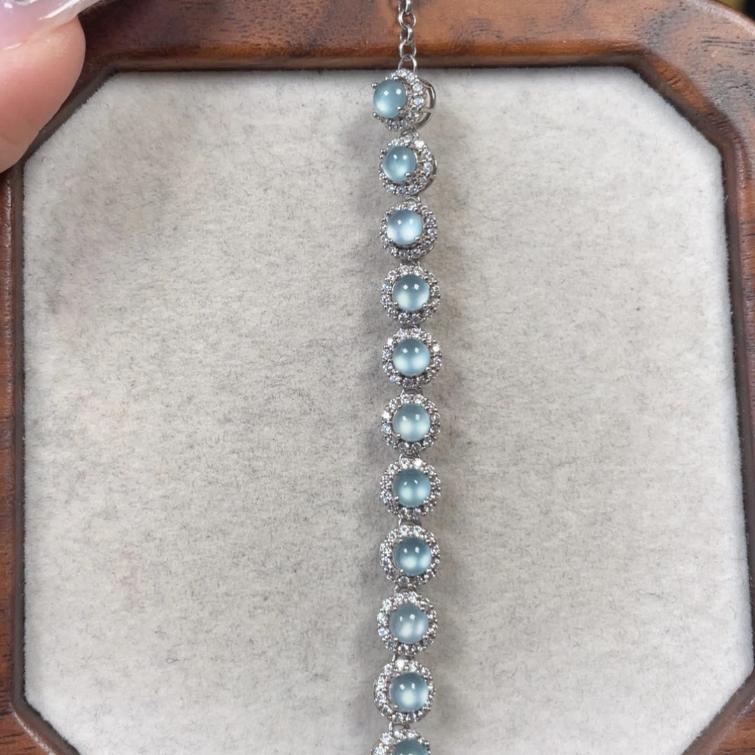 翡翠手链银S925镶嵌25888