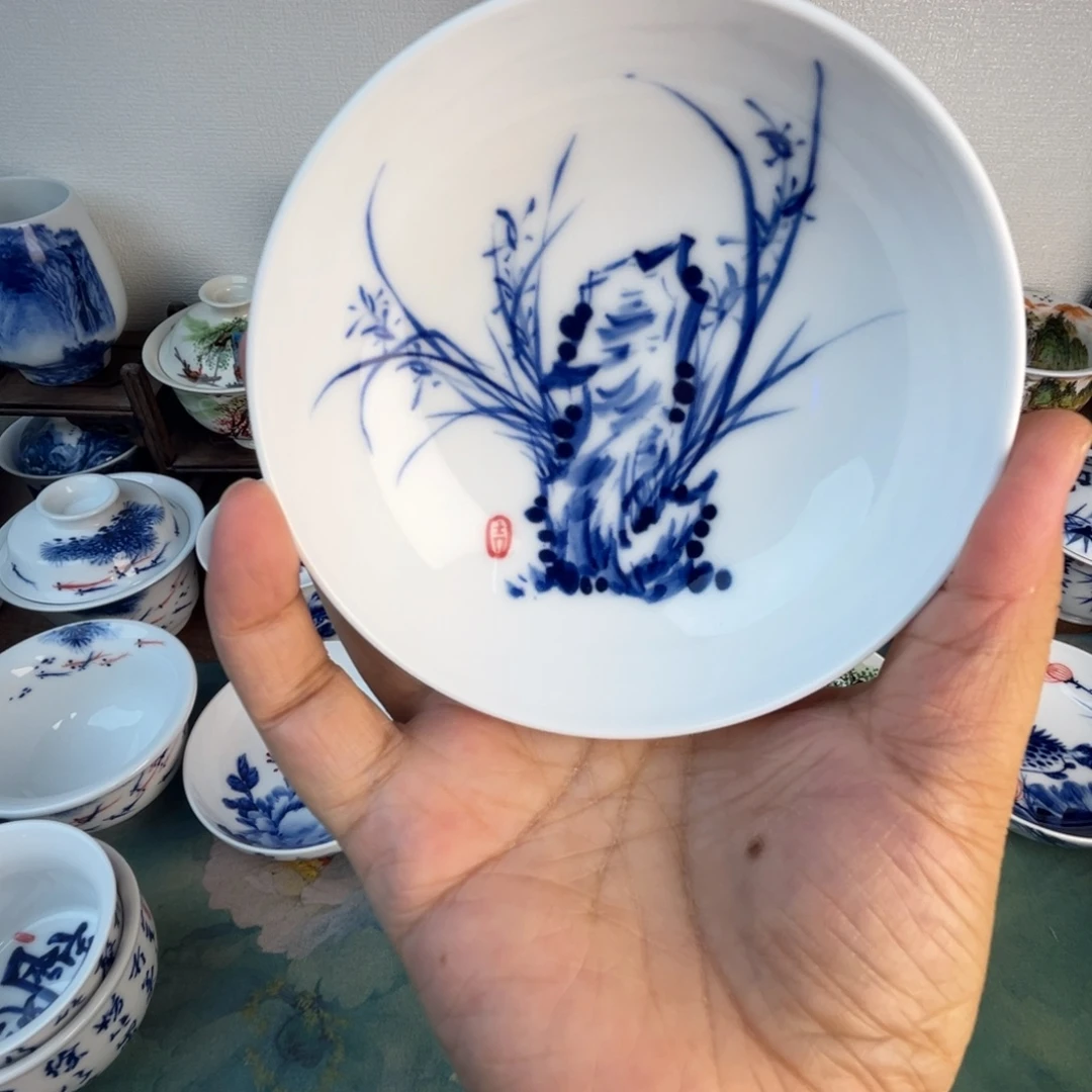 忠意堂釉下彩兰花