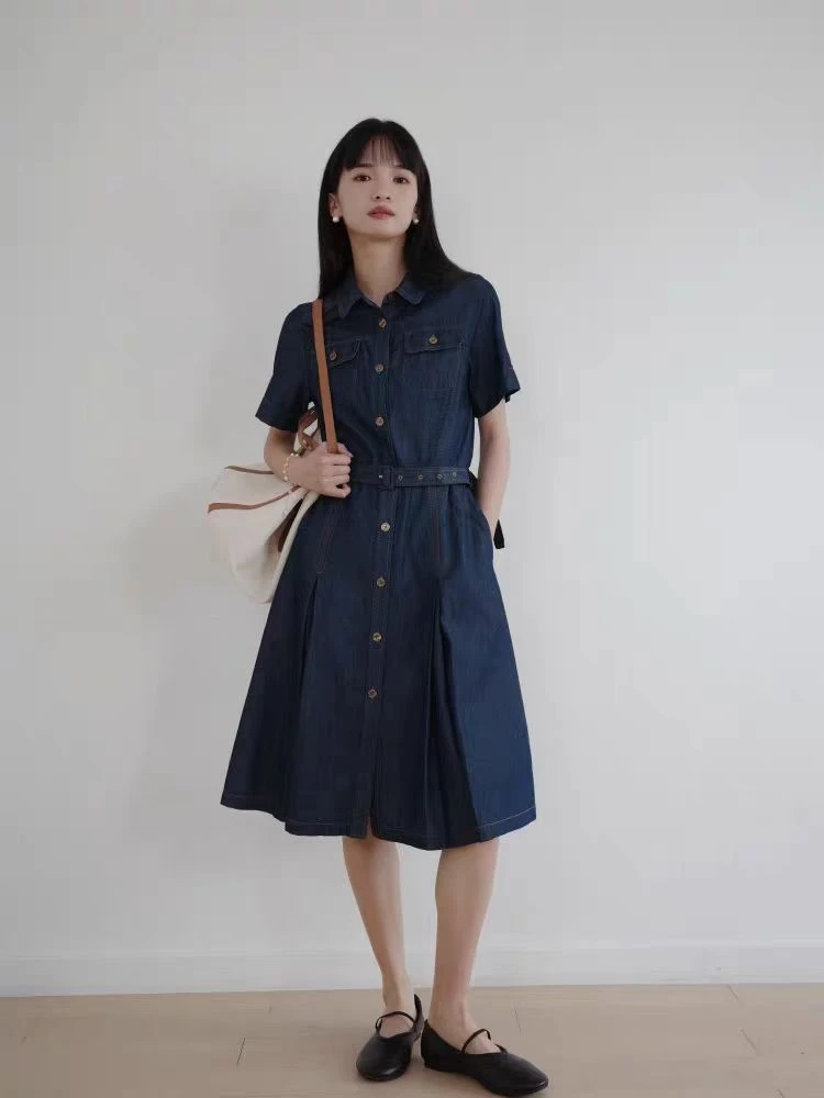 【轻奢小众】巨软亲肤赫本牛仔连衣裙