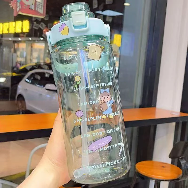 夏季冰霸杯高颜值女生巨无霸水杯奶茶杯带吸管茶漏大容量塑料水壶