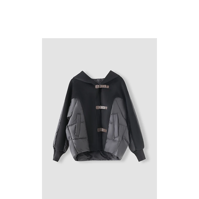 【娜姐专属】特惠来袭~时尚纯色拼接保暖简约短款鹅绒服 HV3ZR062X