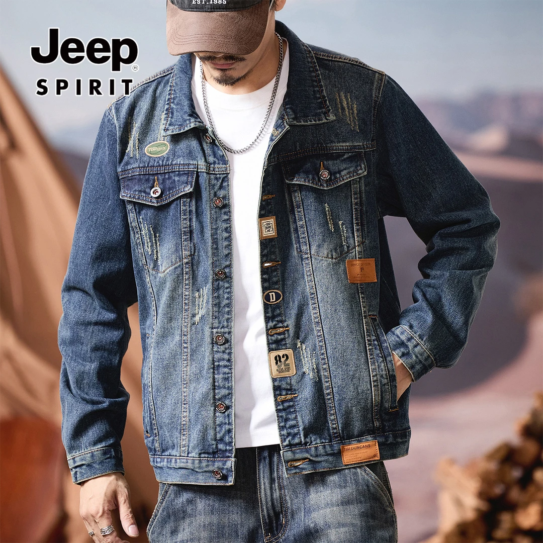 JEEPSPIRIT秋冬牛仔外套男秋季新款美式复古潮流宽松休闲牛仔夹克
