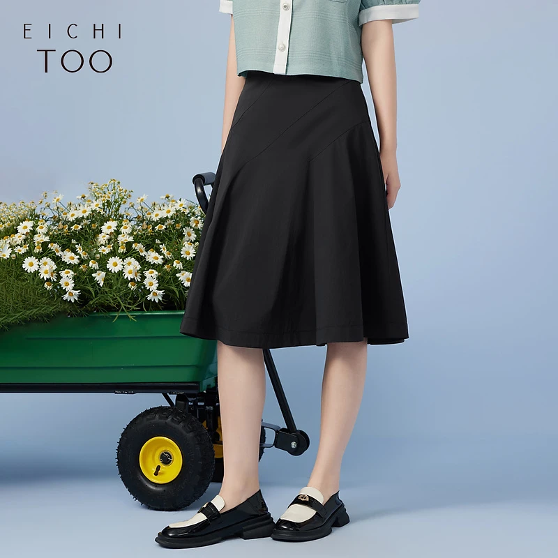 B爱居兔时尚分割线设计感半身裙小黑裙EQDDJ2N014A