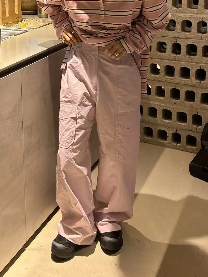 韩国东大门正品女装时尚粉色工装裤030804（NO退NO换）