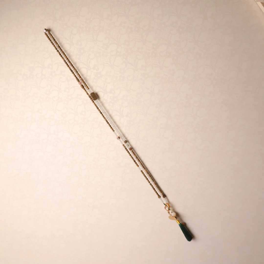 【福7249】圆珠绿檀斜跨手机挂