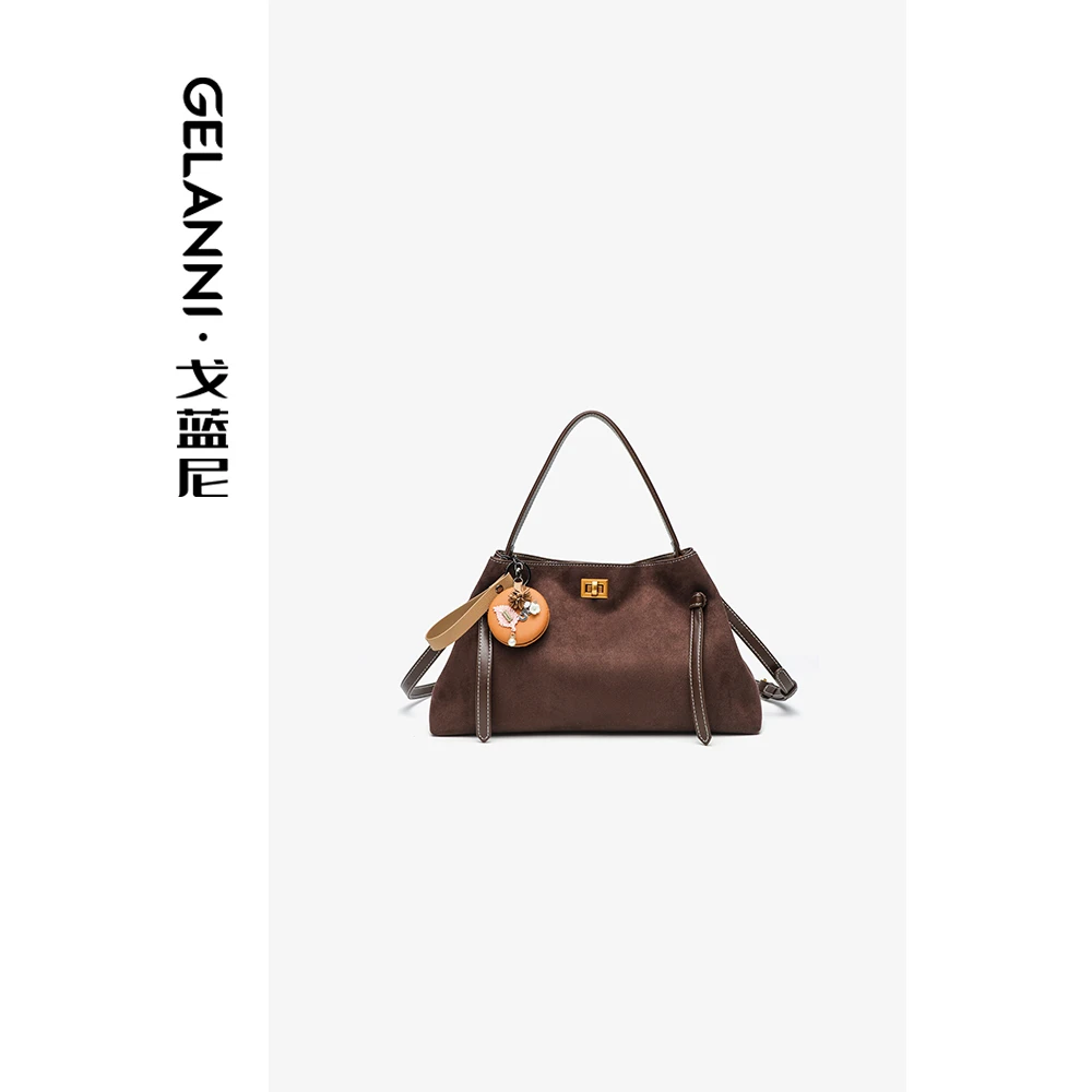 GELANNI麂皮绒拼接子母斜挎包