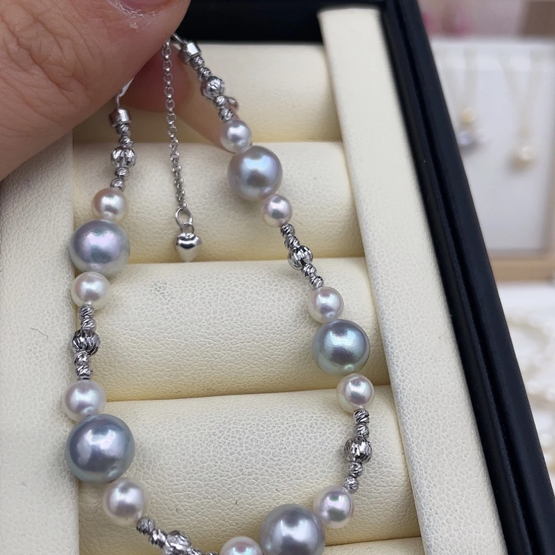 银S925镶嵌海水珍珠手绳