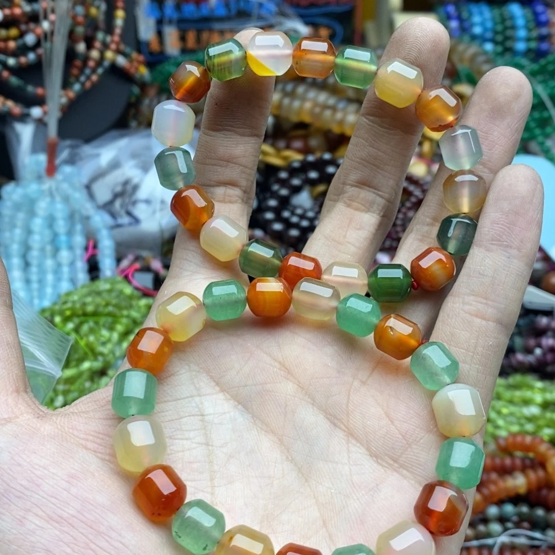 玛瑙/玉髓未镶嵌珠宝半成品一条9×10多宝玛瑙车轮A290