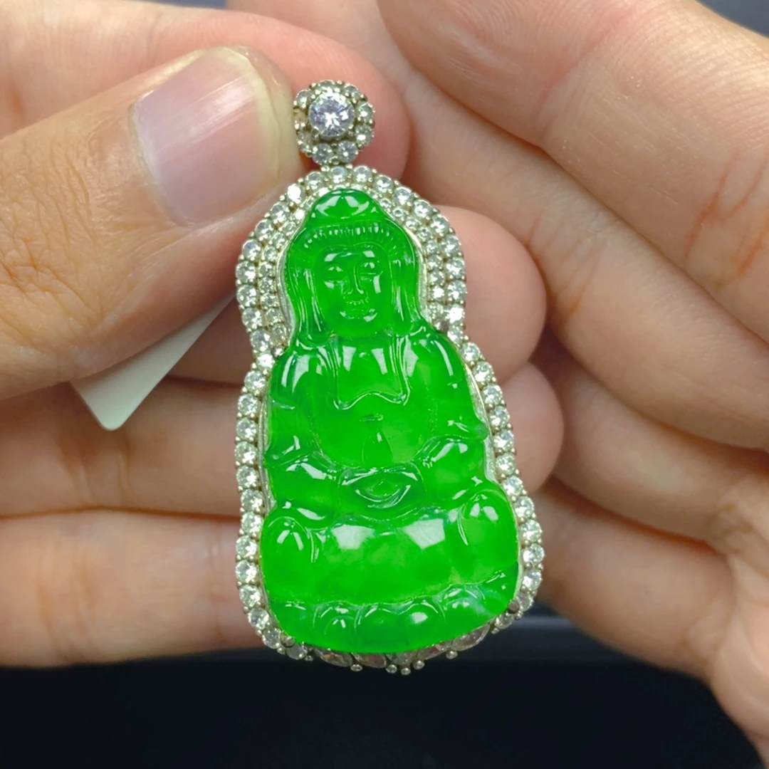 颈饰银S925镶嵌翡翠