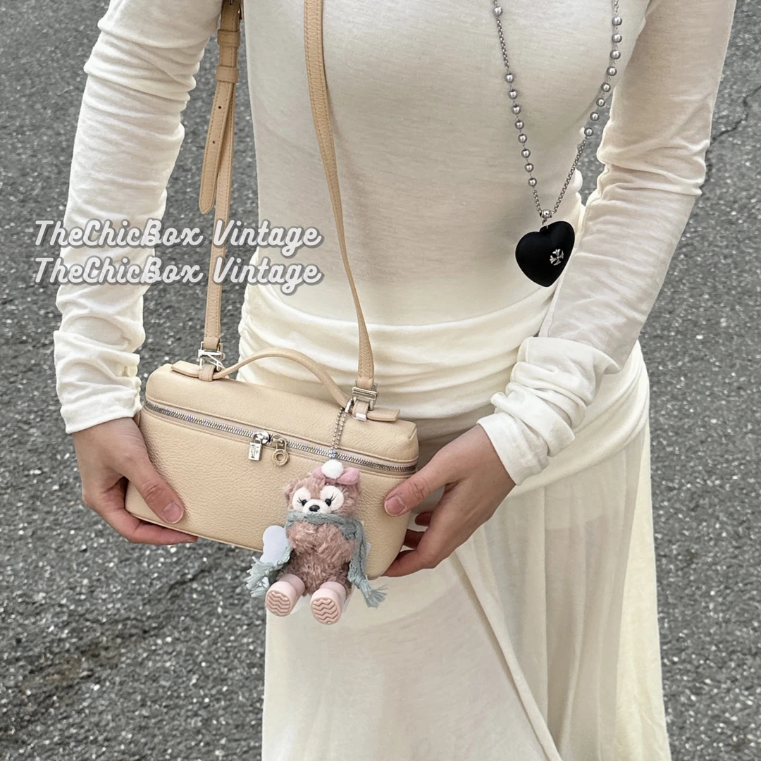 99新  只盒/Loro Piana大理石粉Extra Pocket L19斜挎手提包