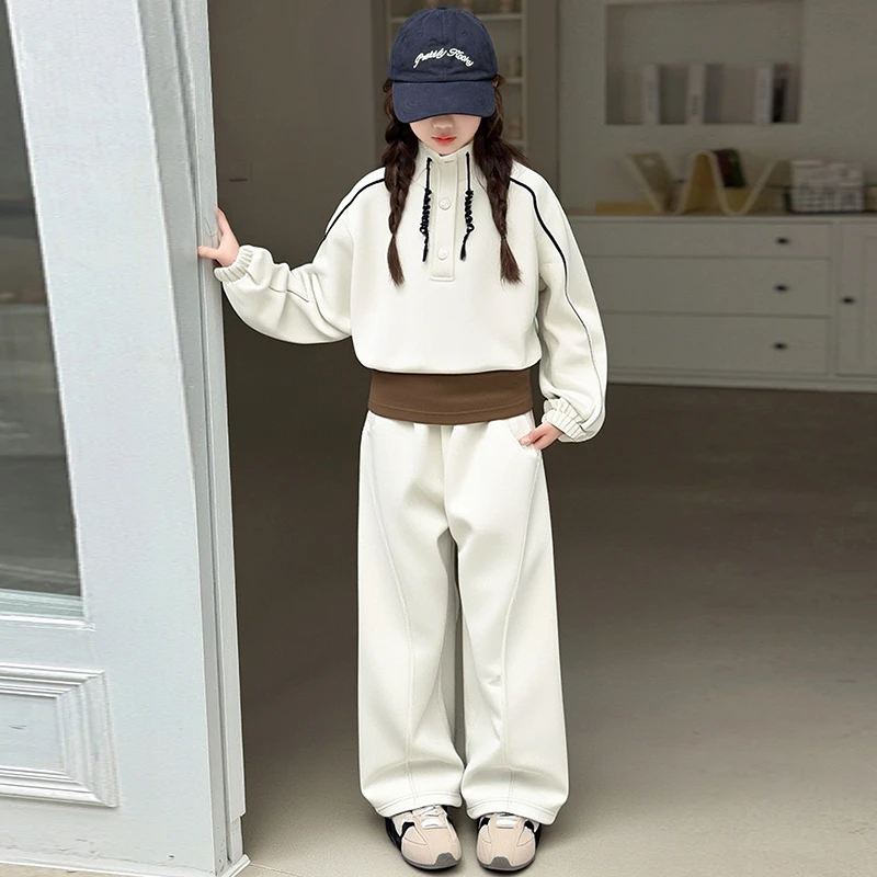 韩版春秋女童套装新款儿童衣服女孩洋气时髦卫衣休闲阔腿裤两件套