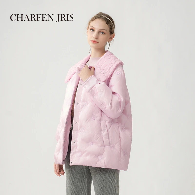 【媛媛专享】朝峰冬季时尚丝绒翻领保暖羽绒外套FJE5D650-6062Y