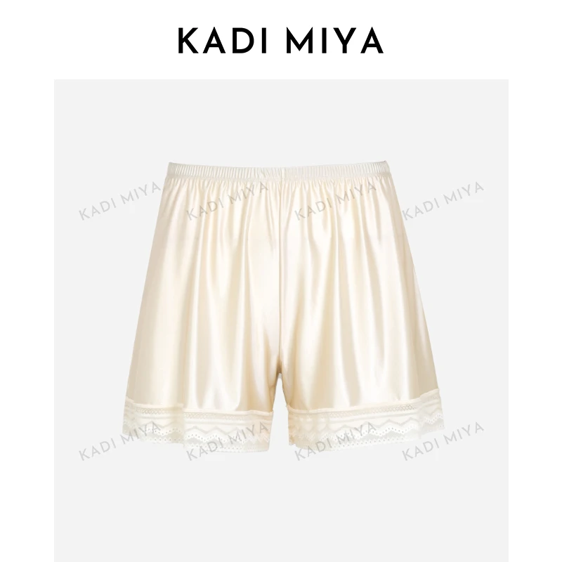 KADIMIYA简约高级缎面蕾丝边安全裤打底裤凉感舒适