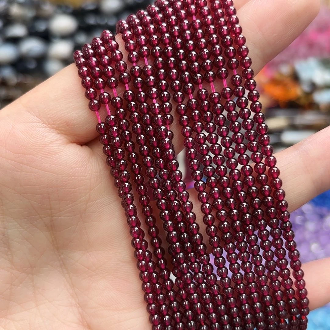 玛瑙/玉髓未镶嵌珠宝半成品卡3石榴石圆珠一条