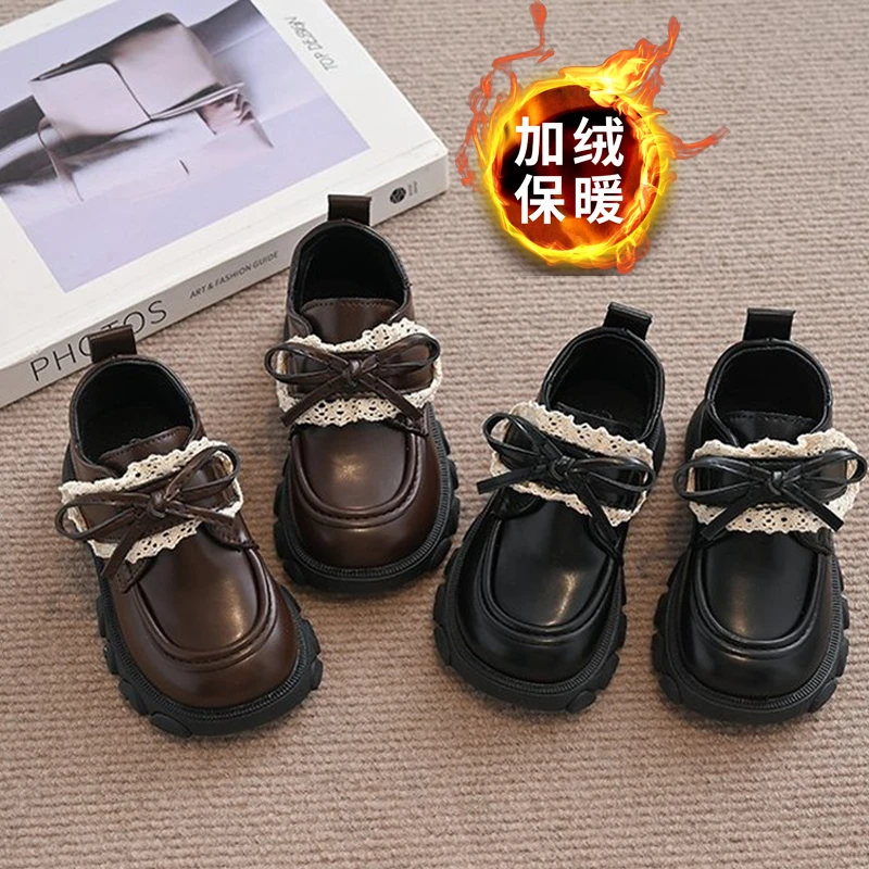 儿童皮靴女童公主靴2025新款秋冬时尚洋气中大童加绒百搭女孩皮鞋