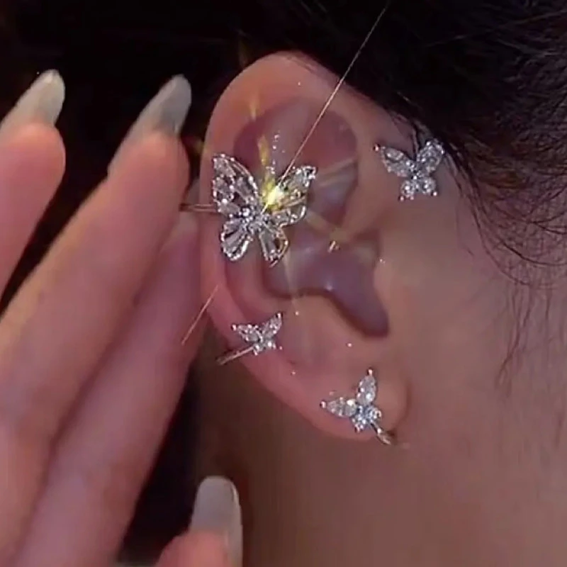 铜合金耳饰 超仙立体蝴蝶耳挂精致轻奢设计感气质时尚小众耳饰