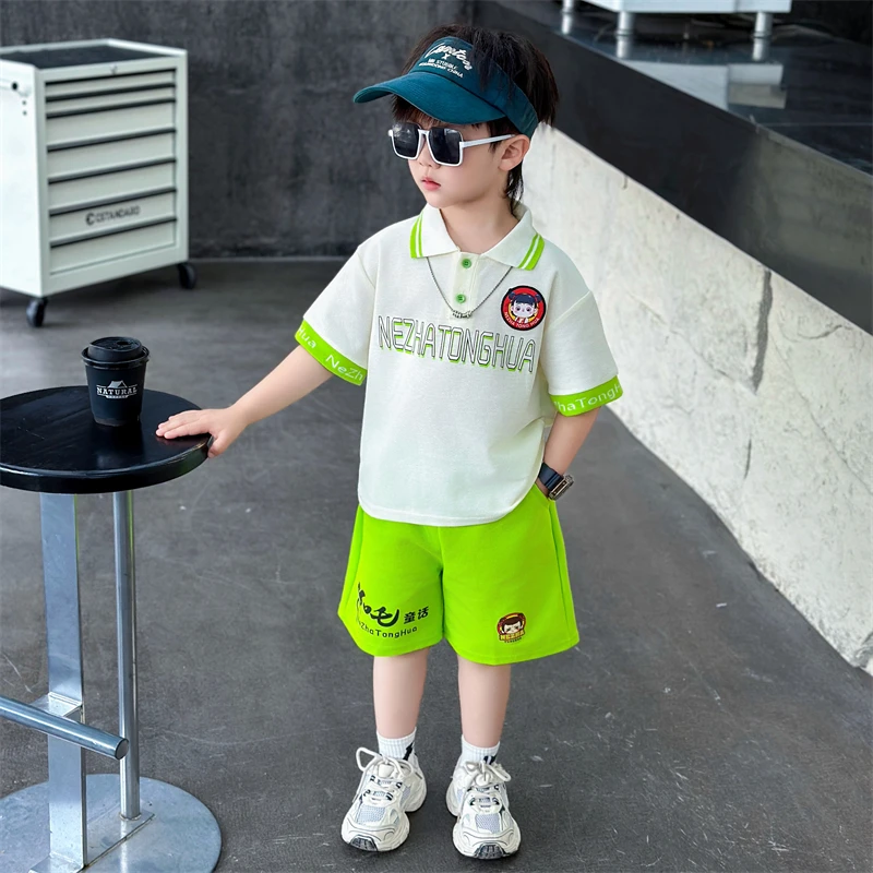 哪吒服装男童夏季套装2025新款洋气多巴胺儿童装3-6岁9小男孩夏装