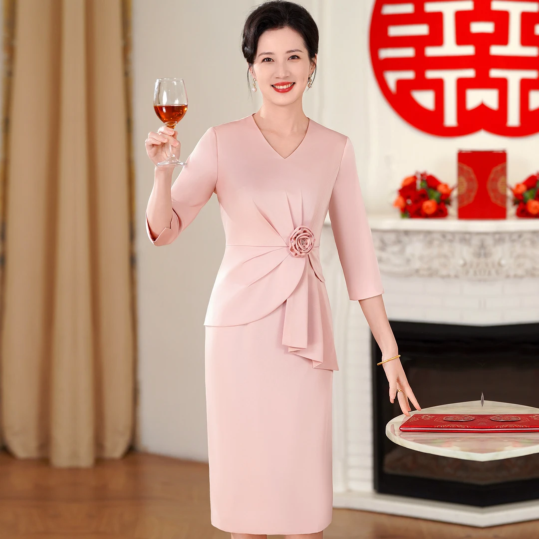 夏季高贵新中式喜婆婆婚宴旗袍裙修身洋气喜妈妈敬酒高端礼服夏装