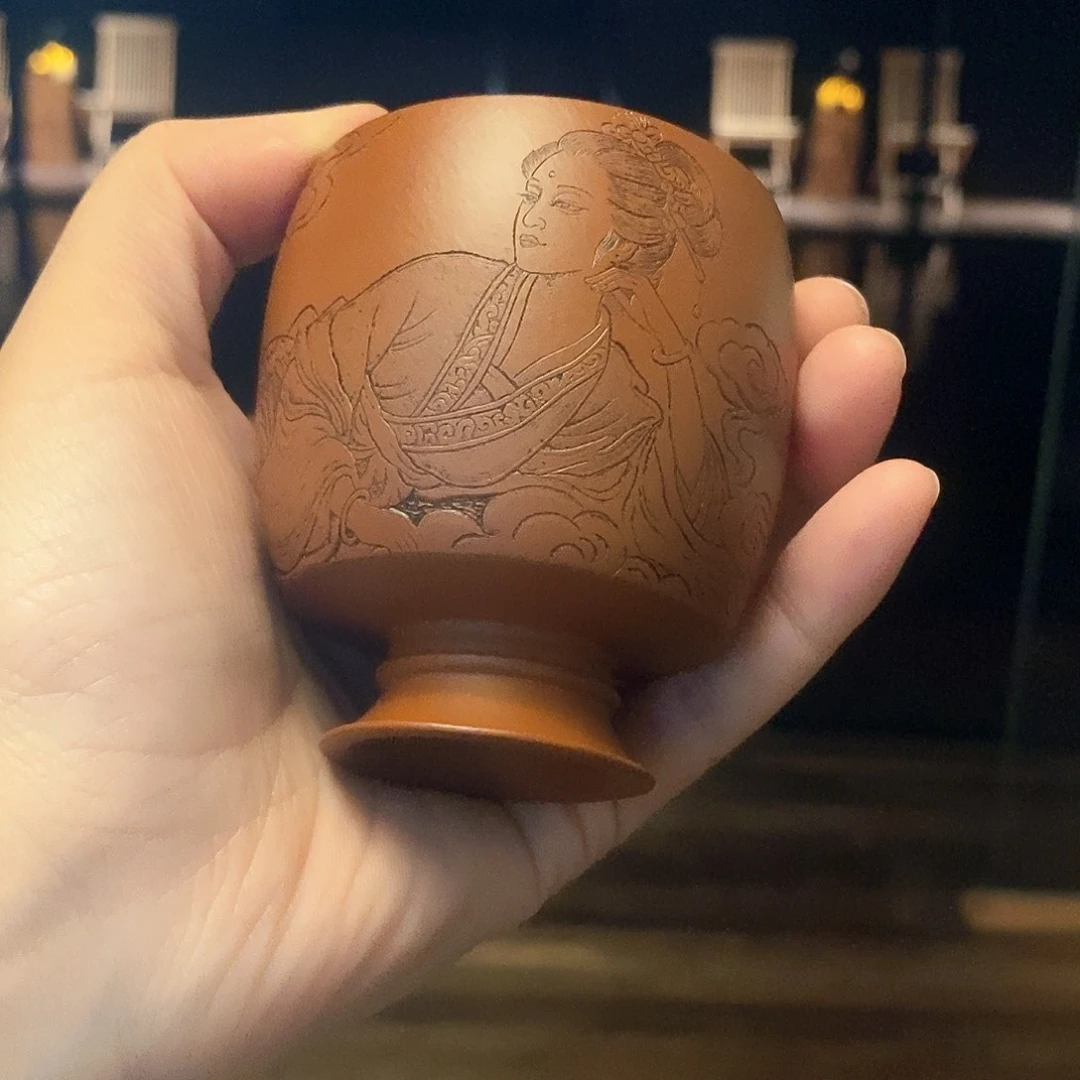 观***南茶杯紫砂宜兴紫砂杯