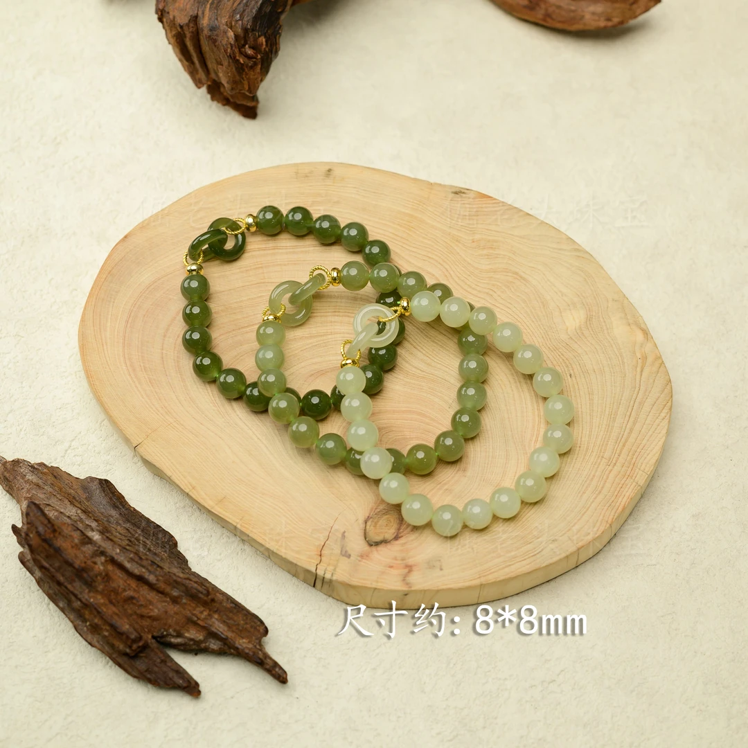 【倔老头精品】】和田玉圆珠环环相扣手串 单珠约7+mm/多样性发一