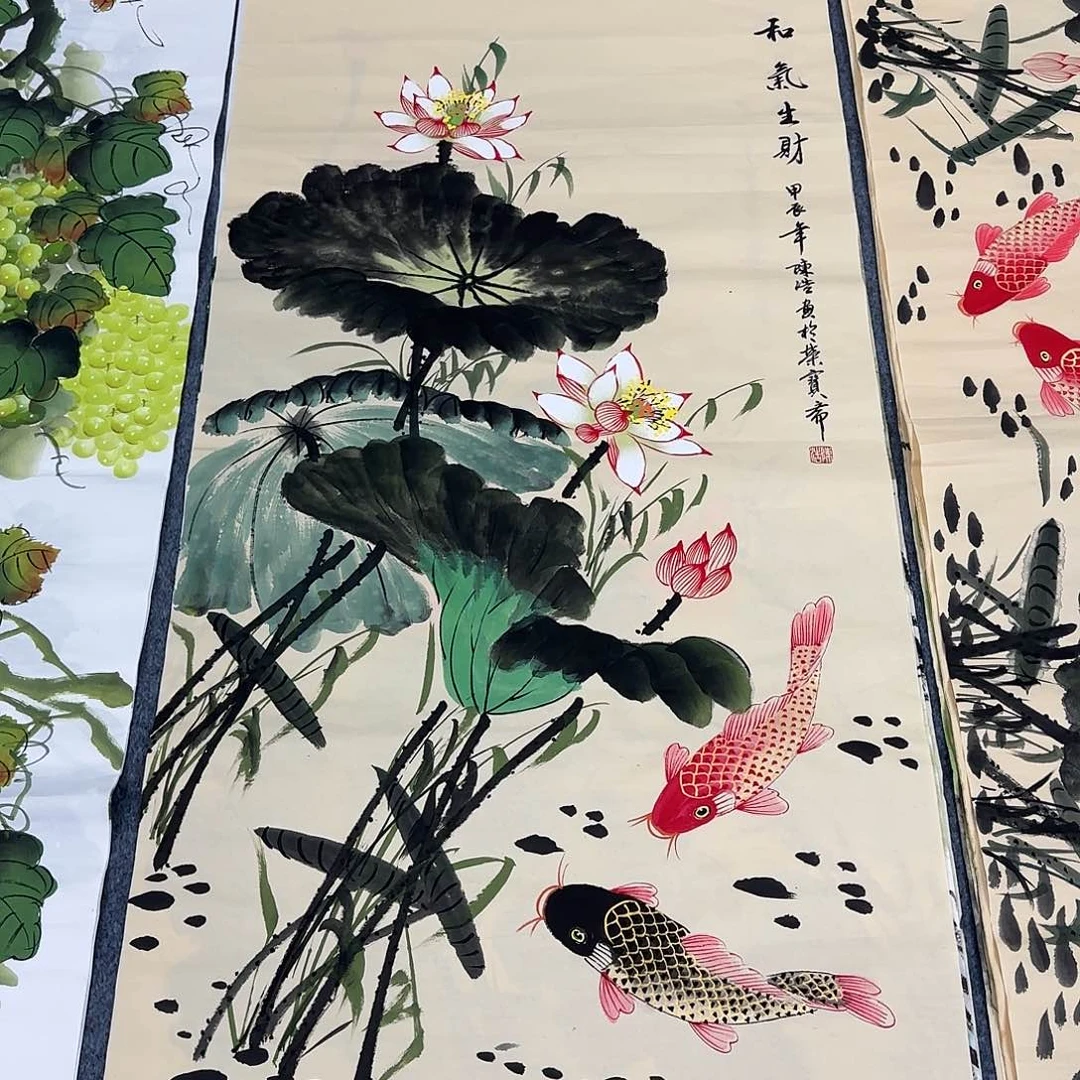 国画尺寸70X138手绘作品