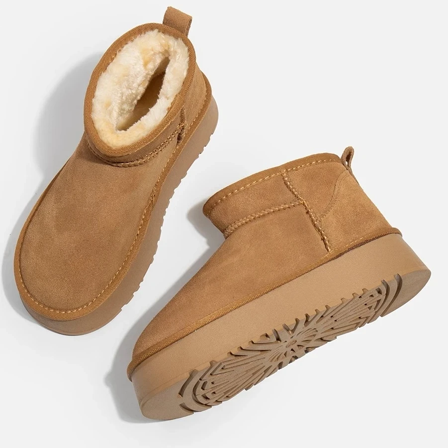 厚底雪地靴女2025新款冬季加绒保暖棉鞋防滑短靴子