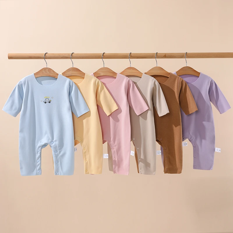 秋冬套头德绒连体新生儿打底哈衣婴儿无骨连体衣睡衣长袖护肚春秋