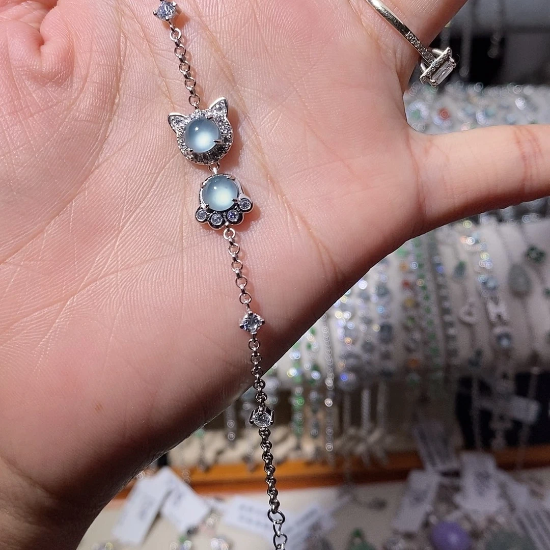 翡翠银S925镶嵌手链