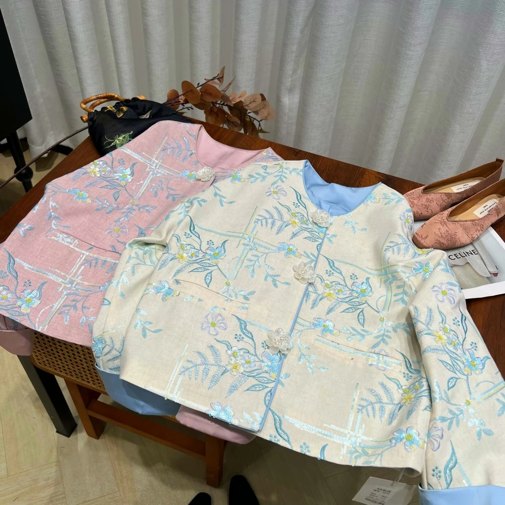 0新中式高品质刺绣短款薄款春装短外套2025新款