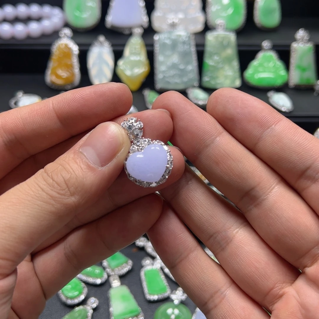 颈饰银S925镶嵌翡翠天然翡翠a货