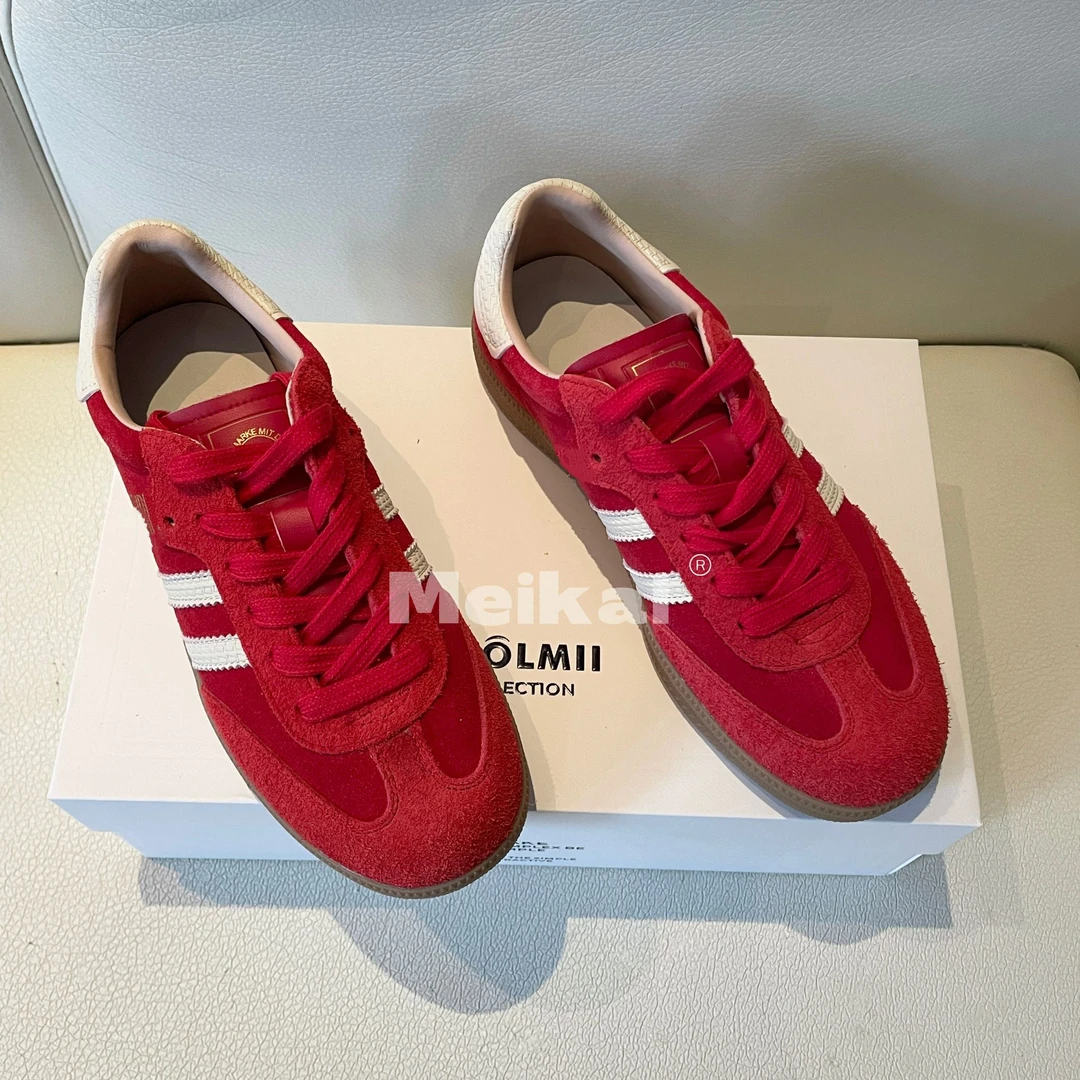 2025款头层牛皮草莓熊粉色多巴胺女款德训鞋复古板鞋经典透气女鞋