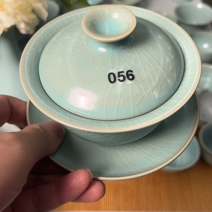 独***生056仿古元宝盖碗送054杯子