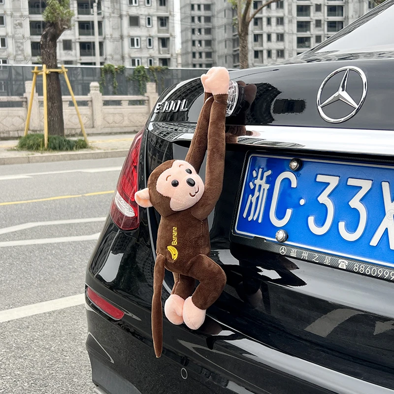 猴子车载饰品摆件车外装饰吊猴长臂猴公仔玩偶汽车后尾挂件可快拆