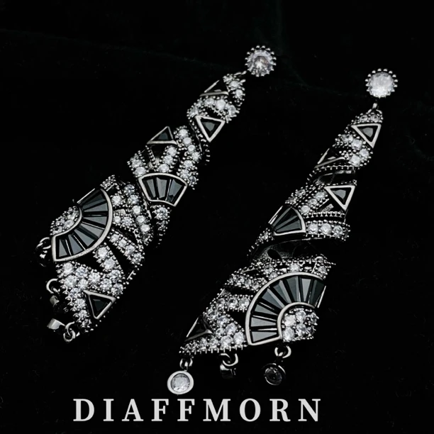 铜合金合成锆石耳饰 DFM《珍藏款》 重工高级复古满镶经典大气耳环