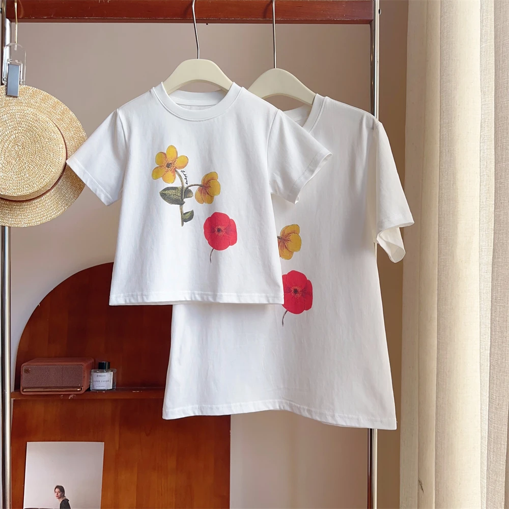 现货【虞美人T】亲子装5266短袖女童夏季宽松T恤洋气休闲百搭上衣