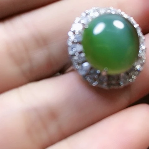 银S925镶嵌戒指和田玉