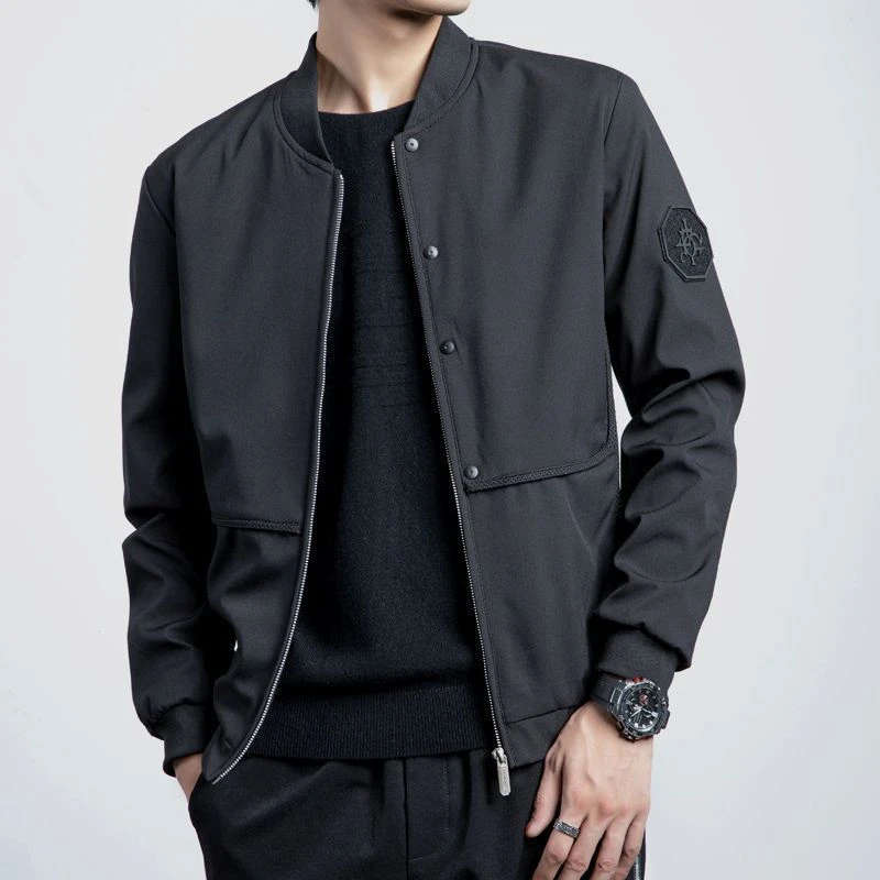 上衣圆领男士外套春秋季休闲夹克潮流薄款时尚百搭帅气修身新款