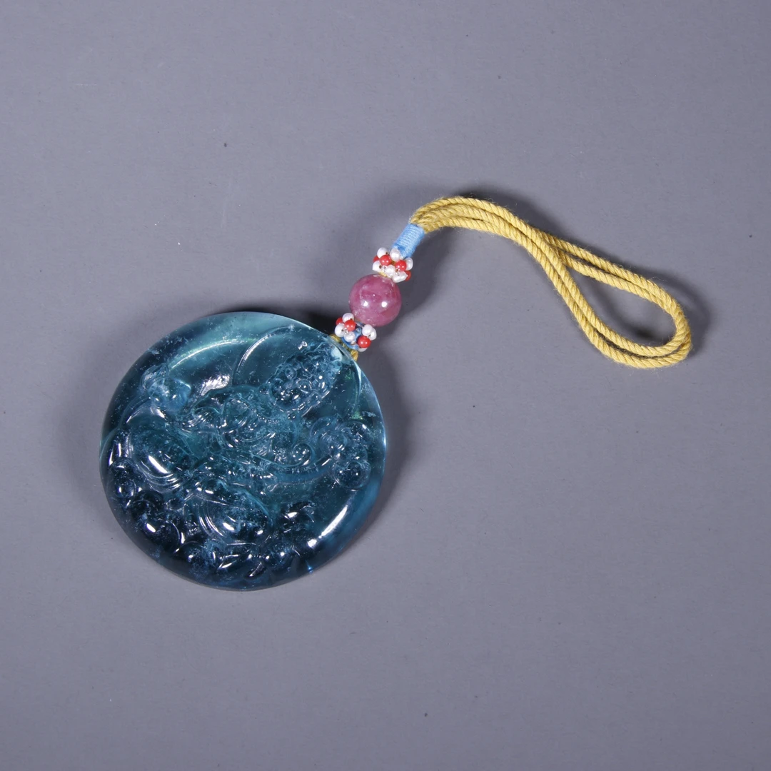 清 海蓝宝观音佩 听雨轩 Z 77472