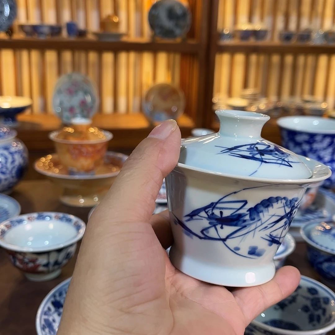 錡镇堂手工手绘盖碗