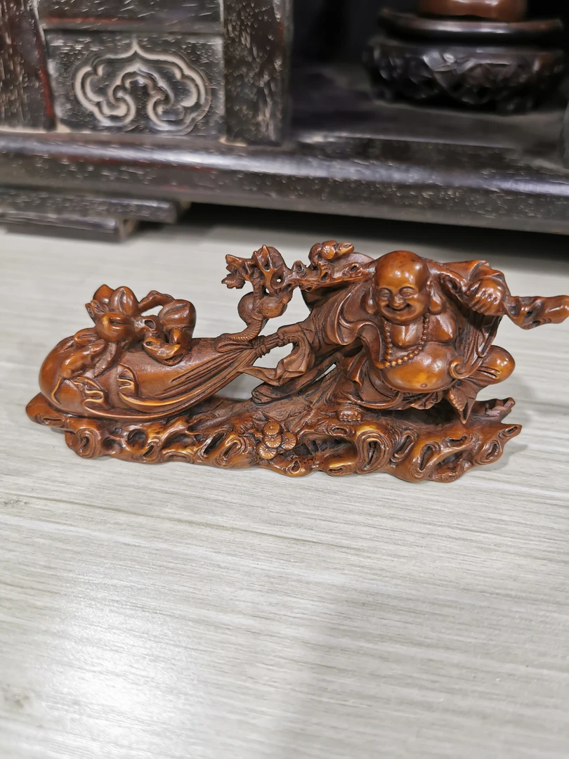 小叶黄杨福到财来摆件