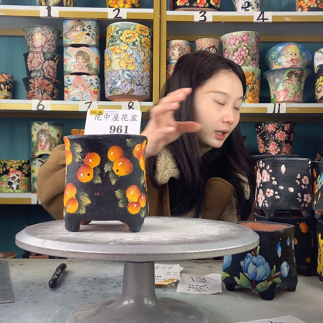 莲***陶景德镇手工花盆961