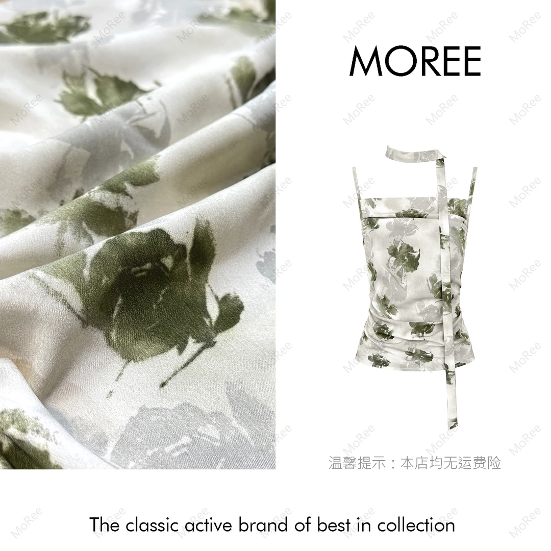 【MOREE】Recreation小众印花设计缎面上衣-F8507