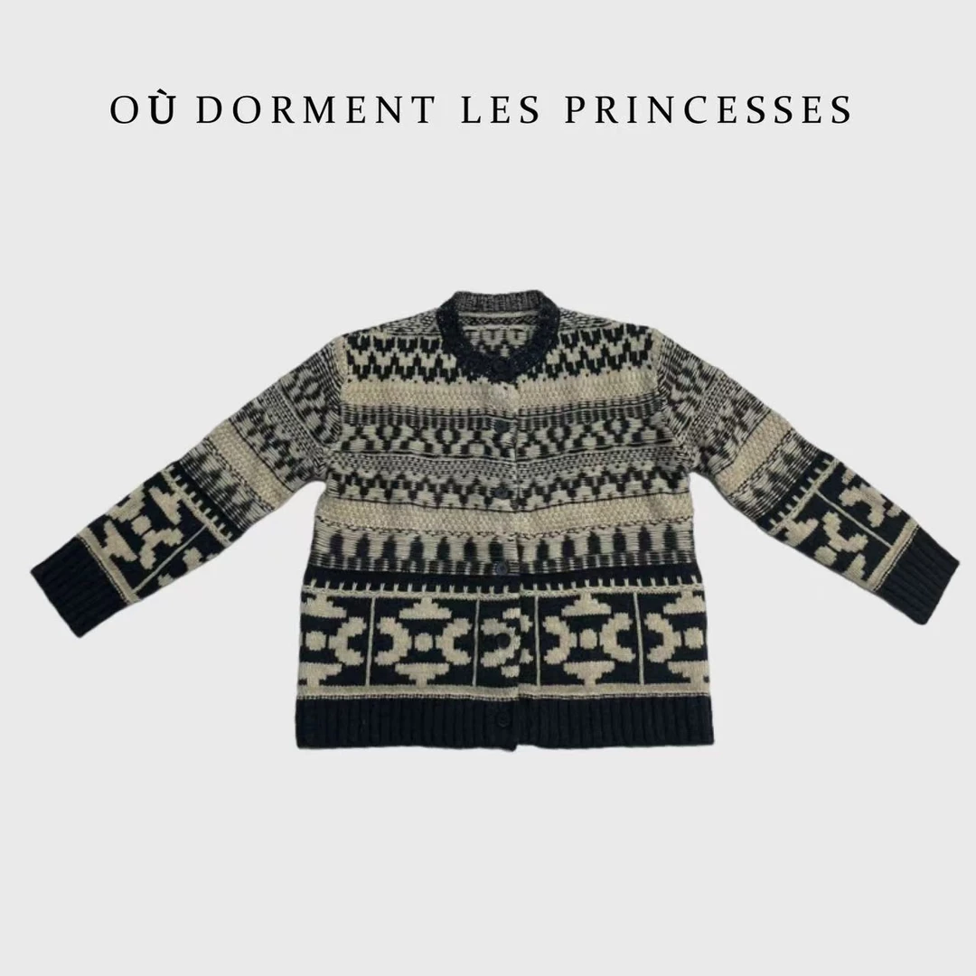 Fen姐｜【费尔岛拿铁】复古时尚提花纱线羊毛针织加厚外套25248